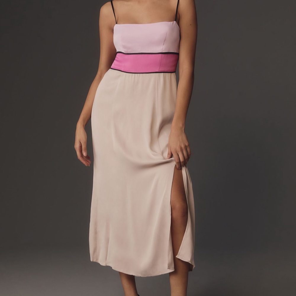Maeve Pink and Cream Maxi Dress
